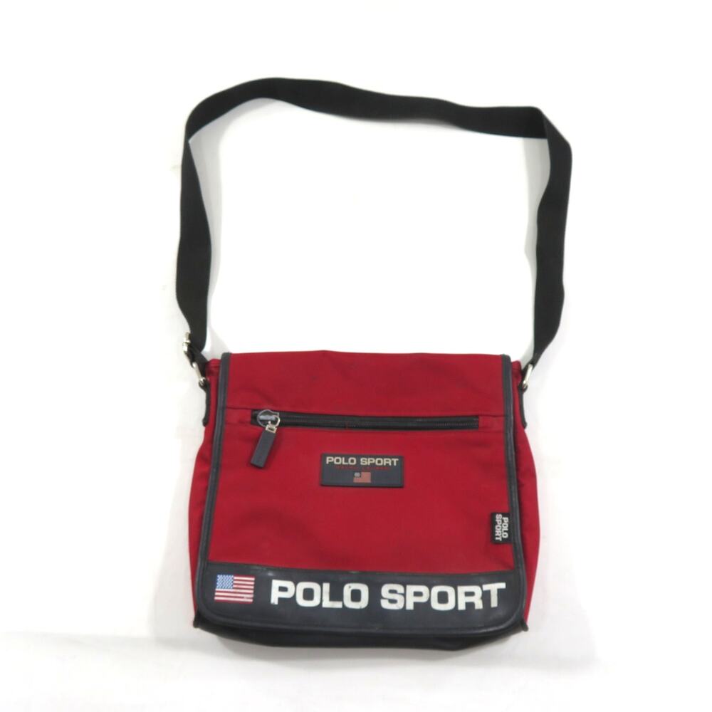 Ralph Lauren Polo Sport Messenger Shoulder Bag Red Black 12x13